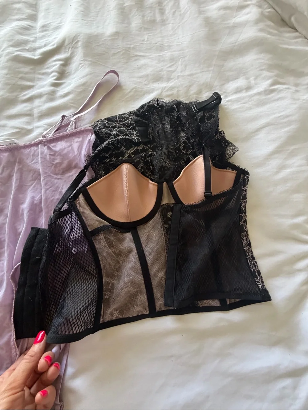 Lavender Lace Bustier and Bodysuit